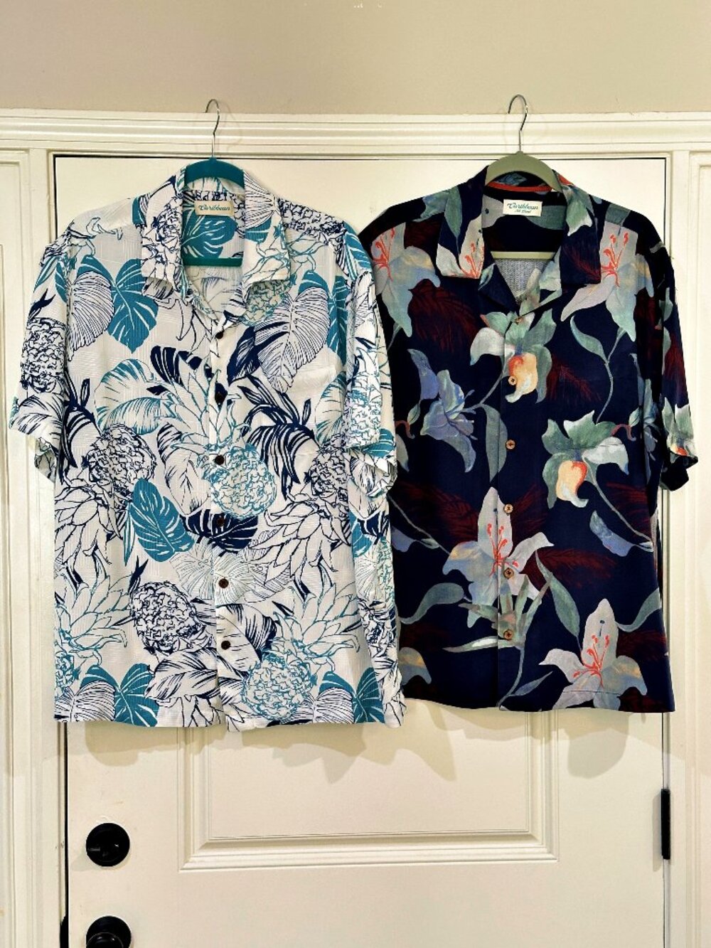 Caribbean Hawaiian Shirts Mens XL Lot of 2 Silk Blend Rayon Floral Aloha Camp